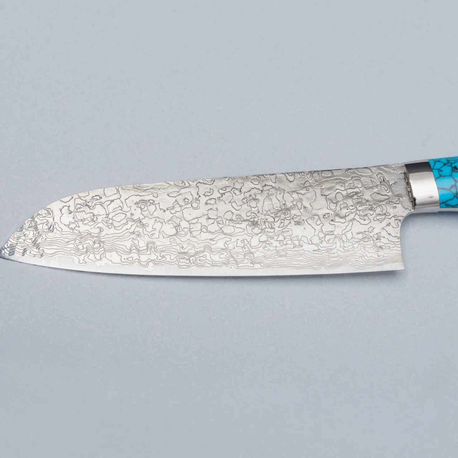 Takeshi Saji R2 Damast Turquiose Santoku 18 cm