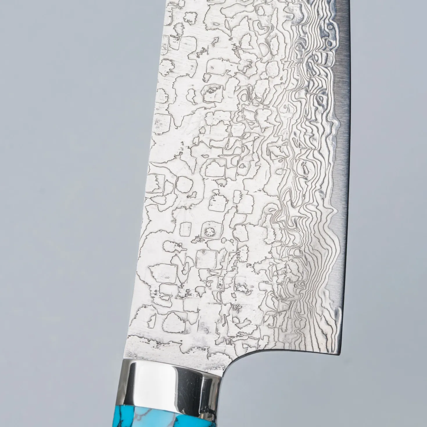Takeshi Saji R2 Damast Turquiose Santoku 18 cm