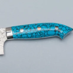 Takeshi Saji R2 Damast Turquiose Santoku 18 cm