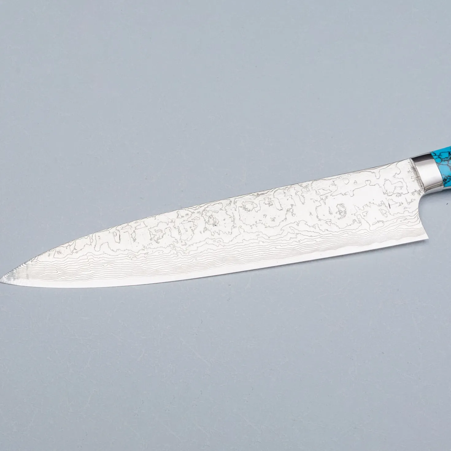 Takeshi Saji R2 Damast Turquiose Gyuto 24 cm