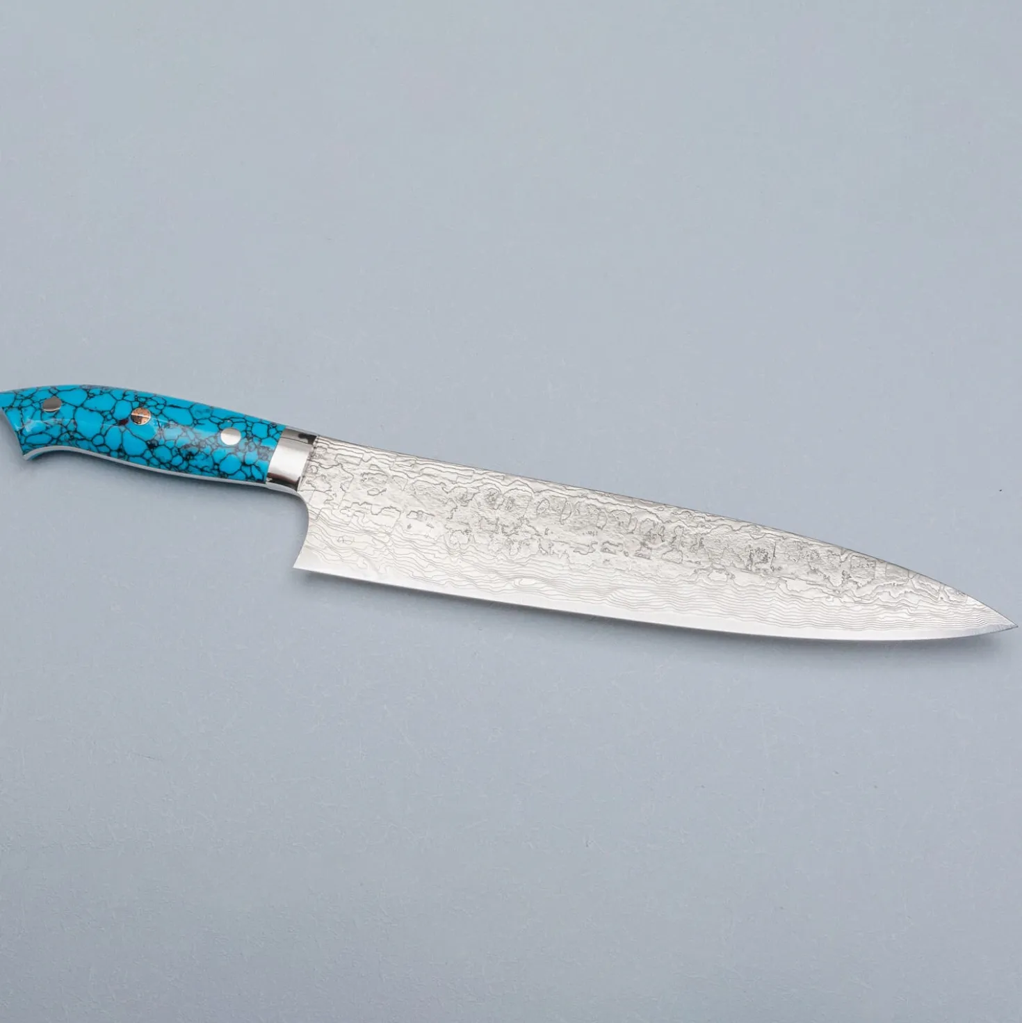 Takeshi Saji R2 Damast Turquiose Gyuto 24 cm