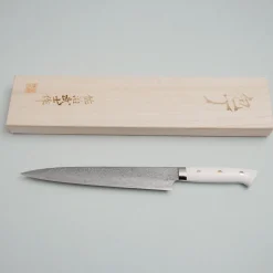 Takeshi Saji VG10 Diamond Finish Corian Sujihiki 24 cm
