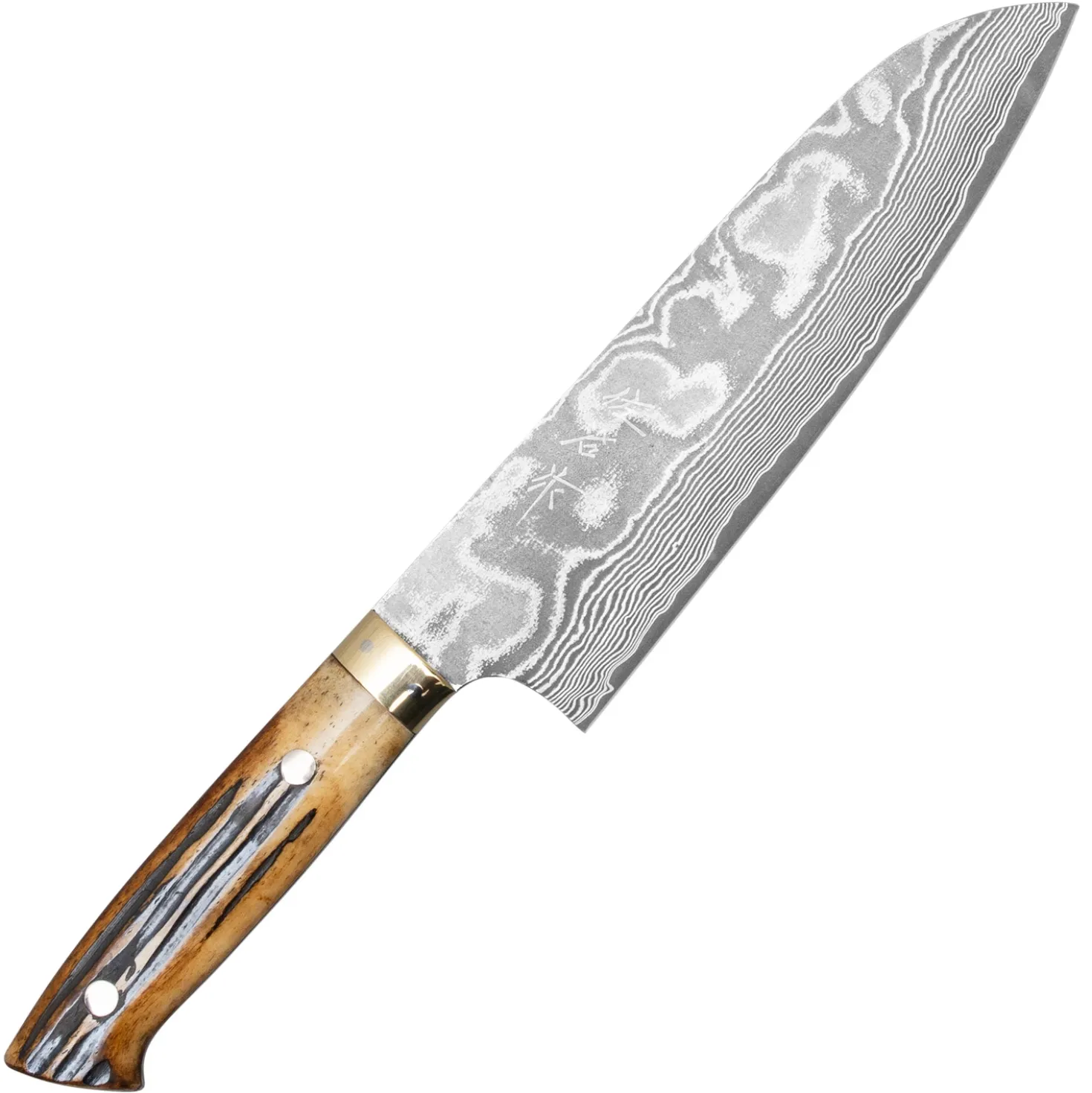 Takeshi Saji VG10 Nickel Damast Staghorn Santoku 18 cm