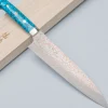 Takeshi Saji VG10 Rainbow Damast Turquiose Gyuto 21 cm