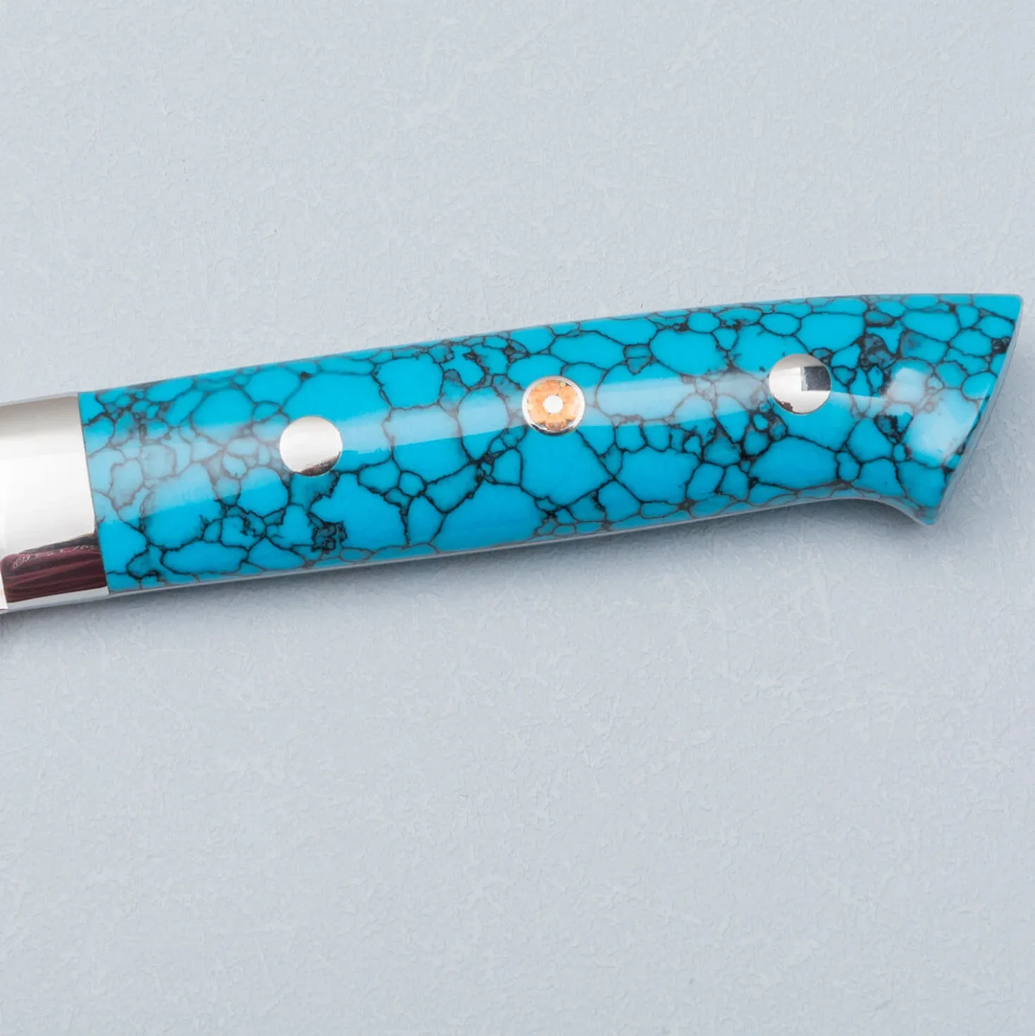 Takeshi Saji VG10 Rainbow Damast Turquiose Gyuto 21 cm