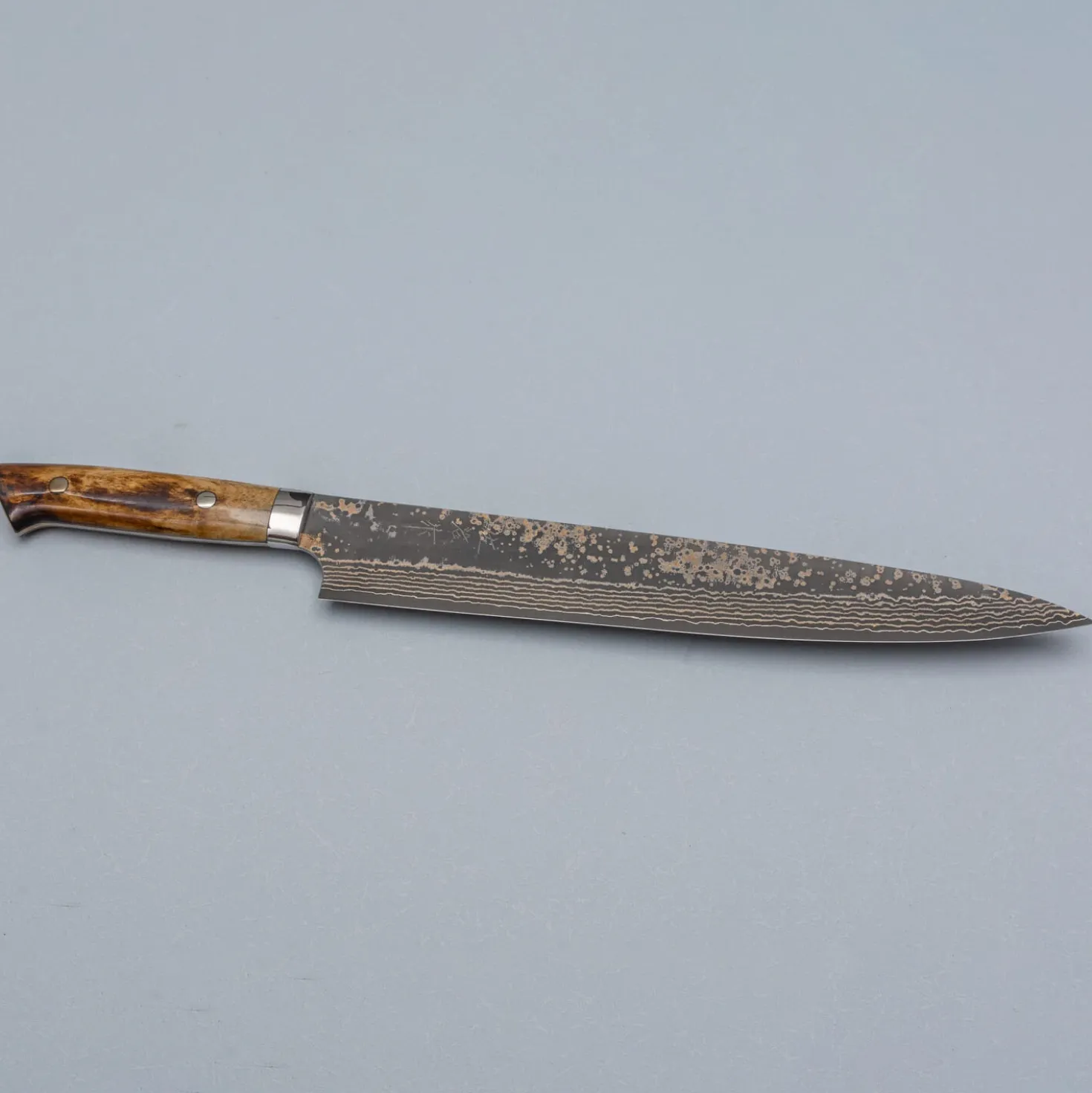 Takeshi Saji VG10 Rainbow Etched Cowhorn Sujihiki 27 cm