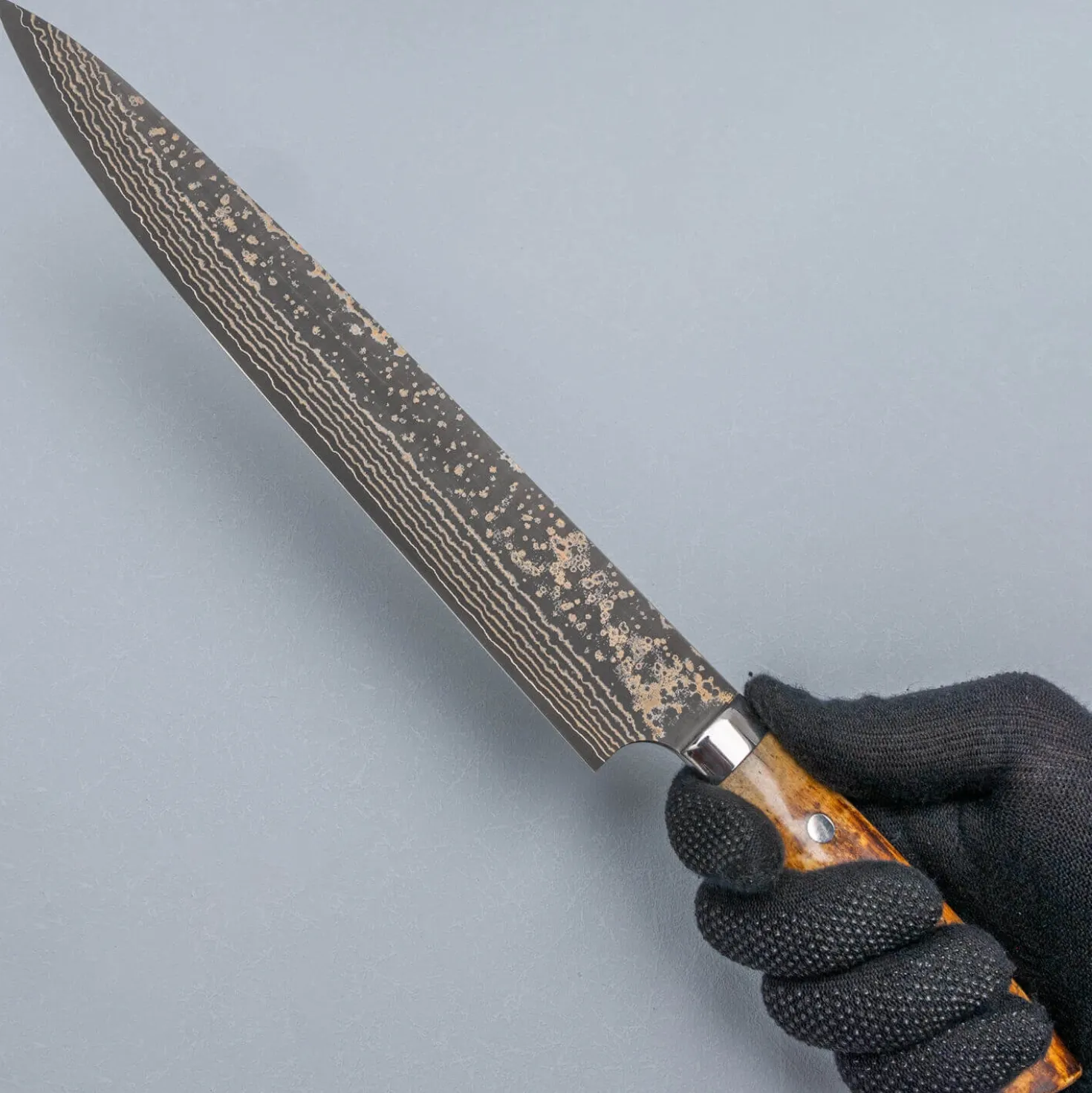 Takeshi Saji VG10 Rainbow Etched Cowhorn Sujihiki 27 cm