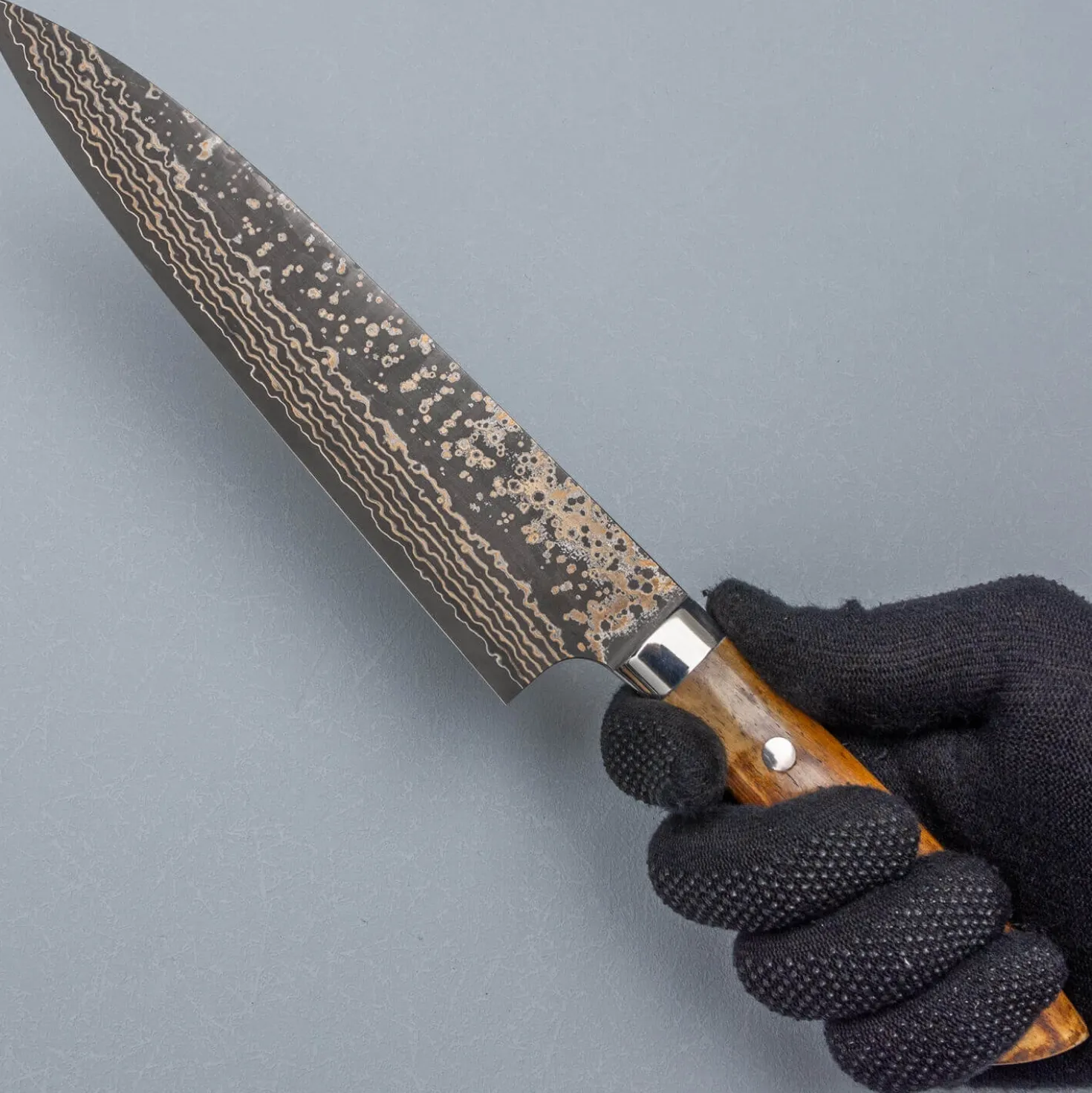 Takeshi Saji VG10 Rainbow Etched Cowhorn Gyuto 21 cm