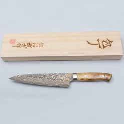 Takeshi Saji VG10 Rainbow Etched Cowhorn Gyuto 18 cm