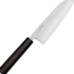 Tsunehisa Ginsan Nawame Damast Ebony Santoku 17 cm