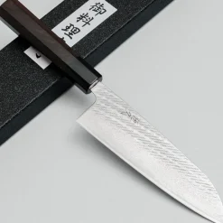 Tsunehisa Ginsan Nawame Damast Ebony Santoku 17 cm
