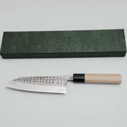 Wakui Shirogami #2 Tsuchime Migaki Santoku 16.5 cm