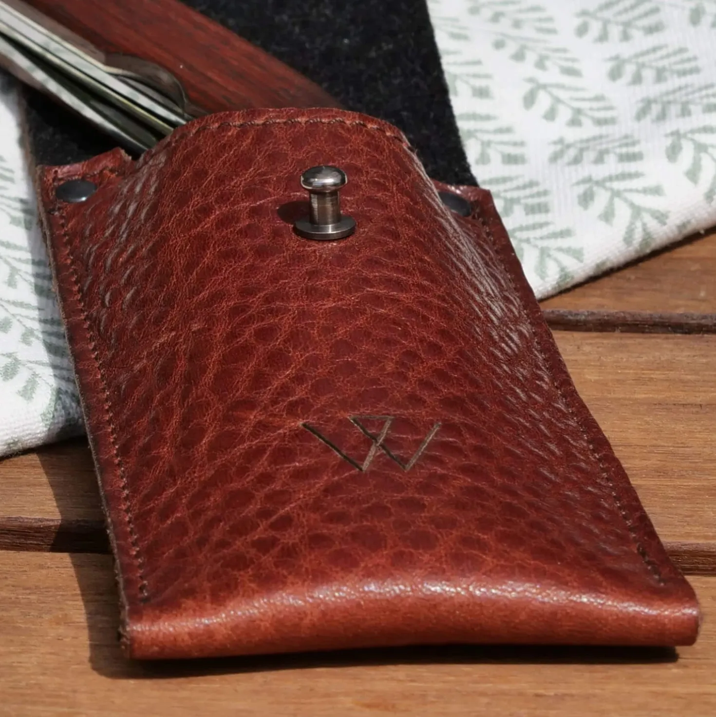 Wunschleder Leren Riemetui Cognac