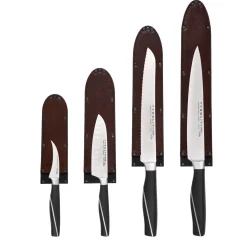 Wunschleder Smalle Mesbeschermer Rundleer Bruin Met Kevlar 15 cm