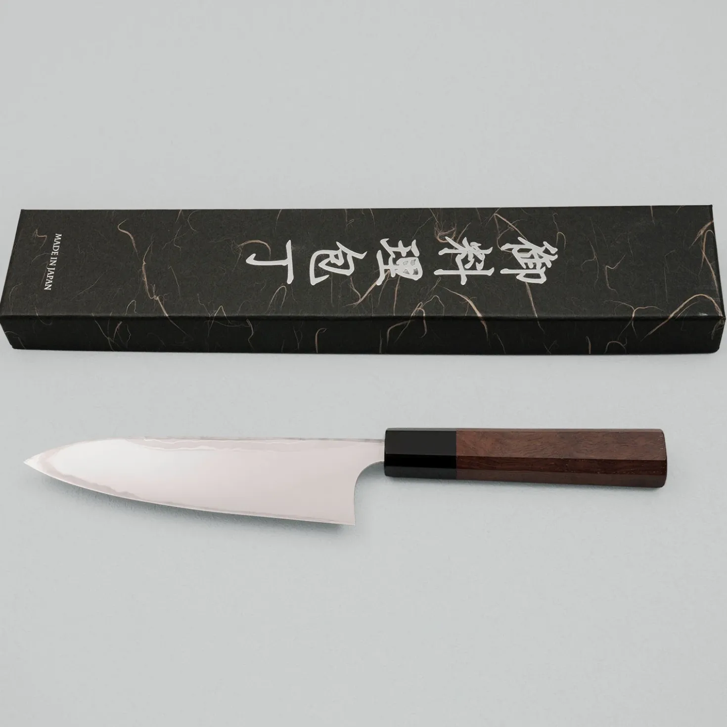 Yauji Yoshihiro Aogami #2 Damast Single Bevel Santoku 16.5