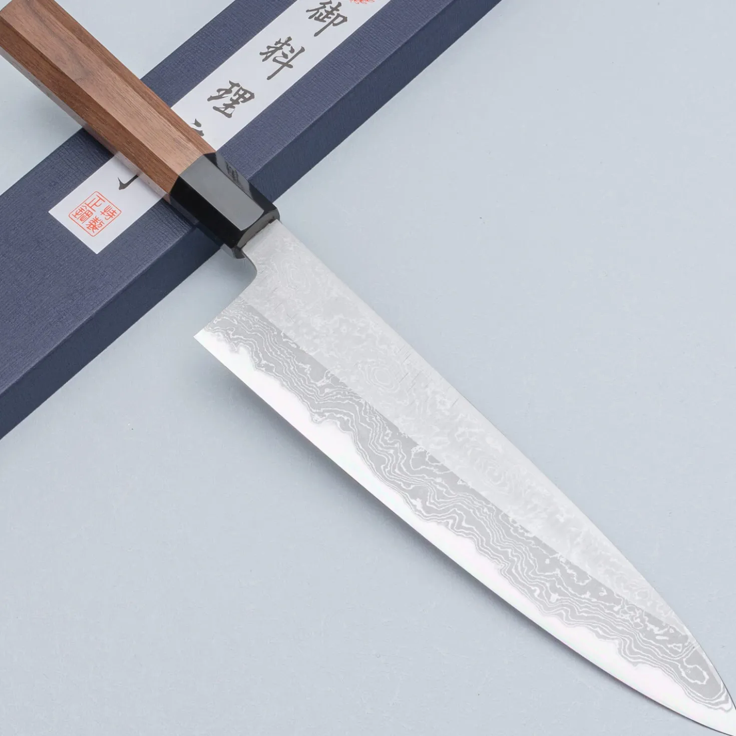 Yoshikazu Tanaka Shirogami #1 Damast Walnut Gyuto 24 cm