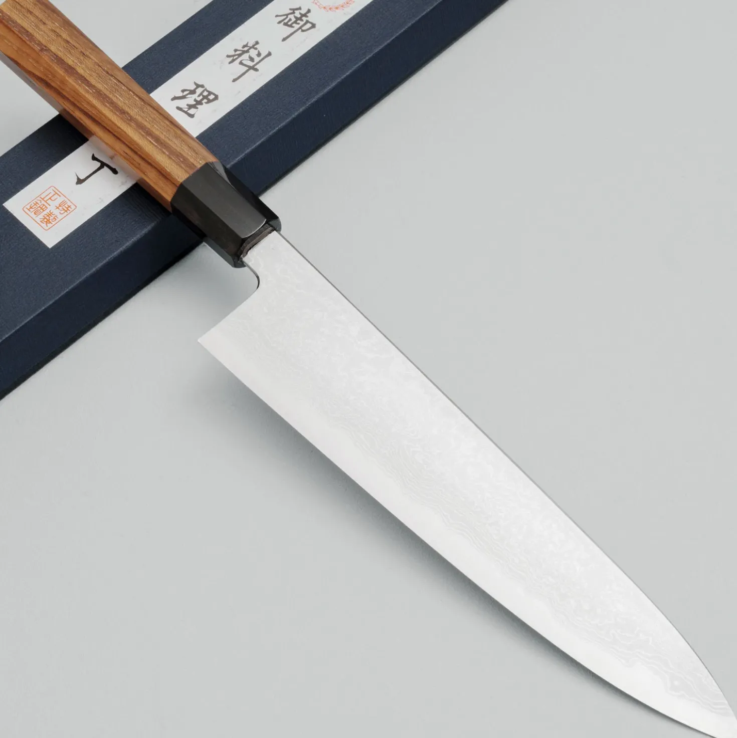 Yoshikazu Tanaka Shirogami #1 Damast Teak Gyuto 24 cm