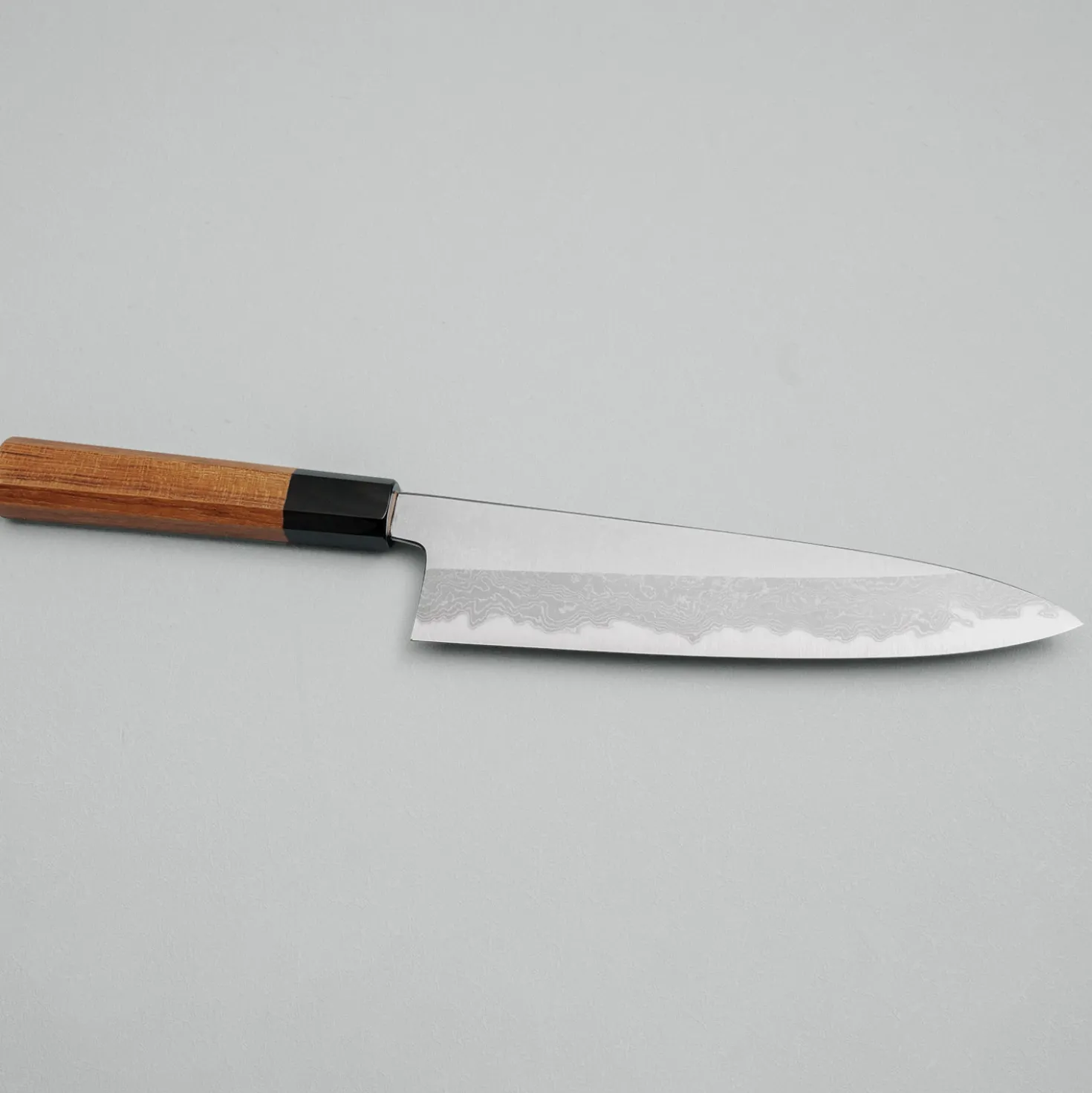 Yoshikazu Tanaka Shirogami #1 Damast Teak Gyuto 21 cm