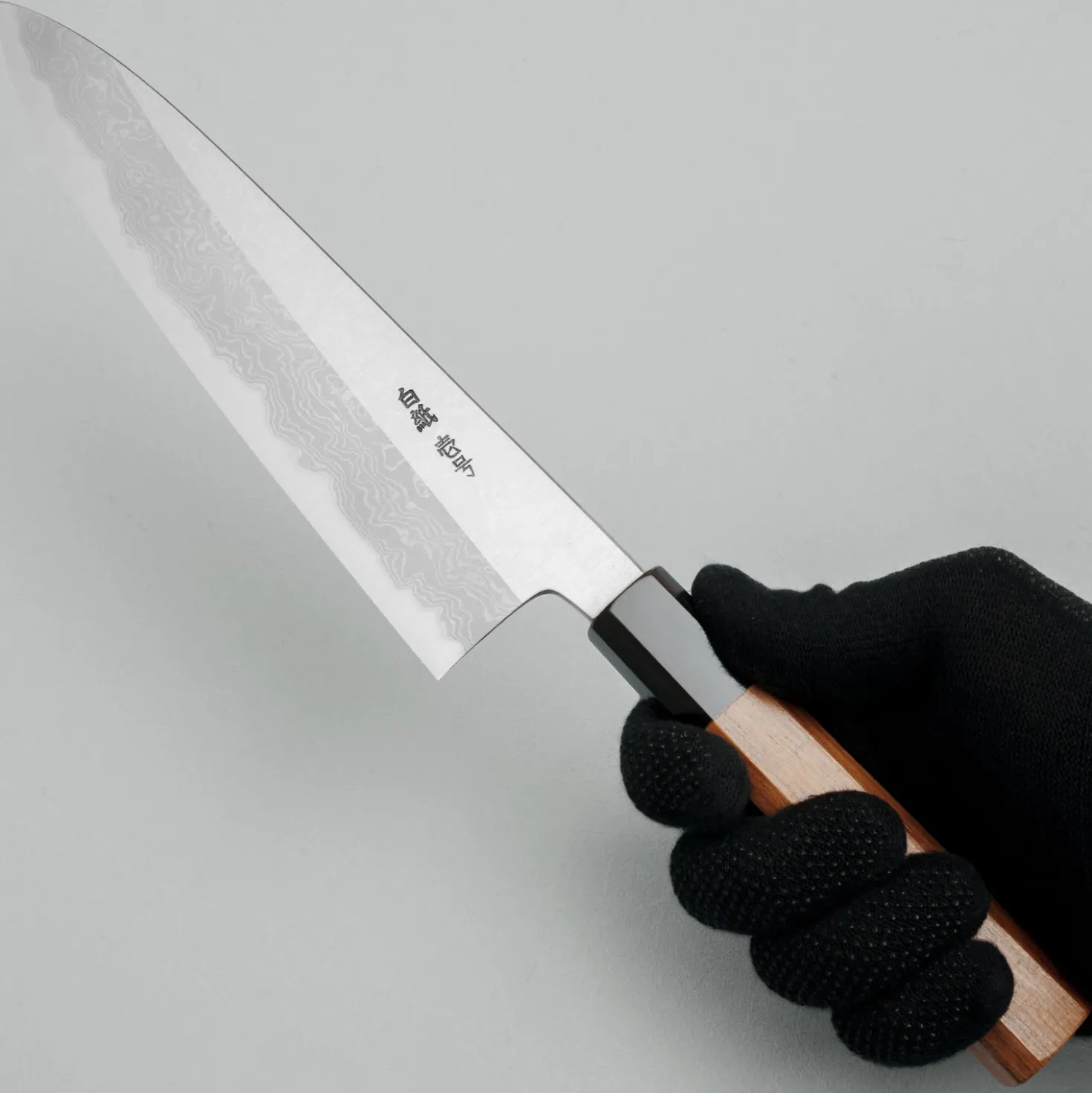 Yoshikazu Tanaka Shirogami #1 Damast Teak Gyuto 21 cm
