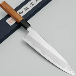 Yoshikazu Tanaka Shirogami #1 Damast Teak Gyuto 21 cm