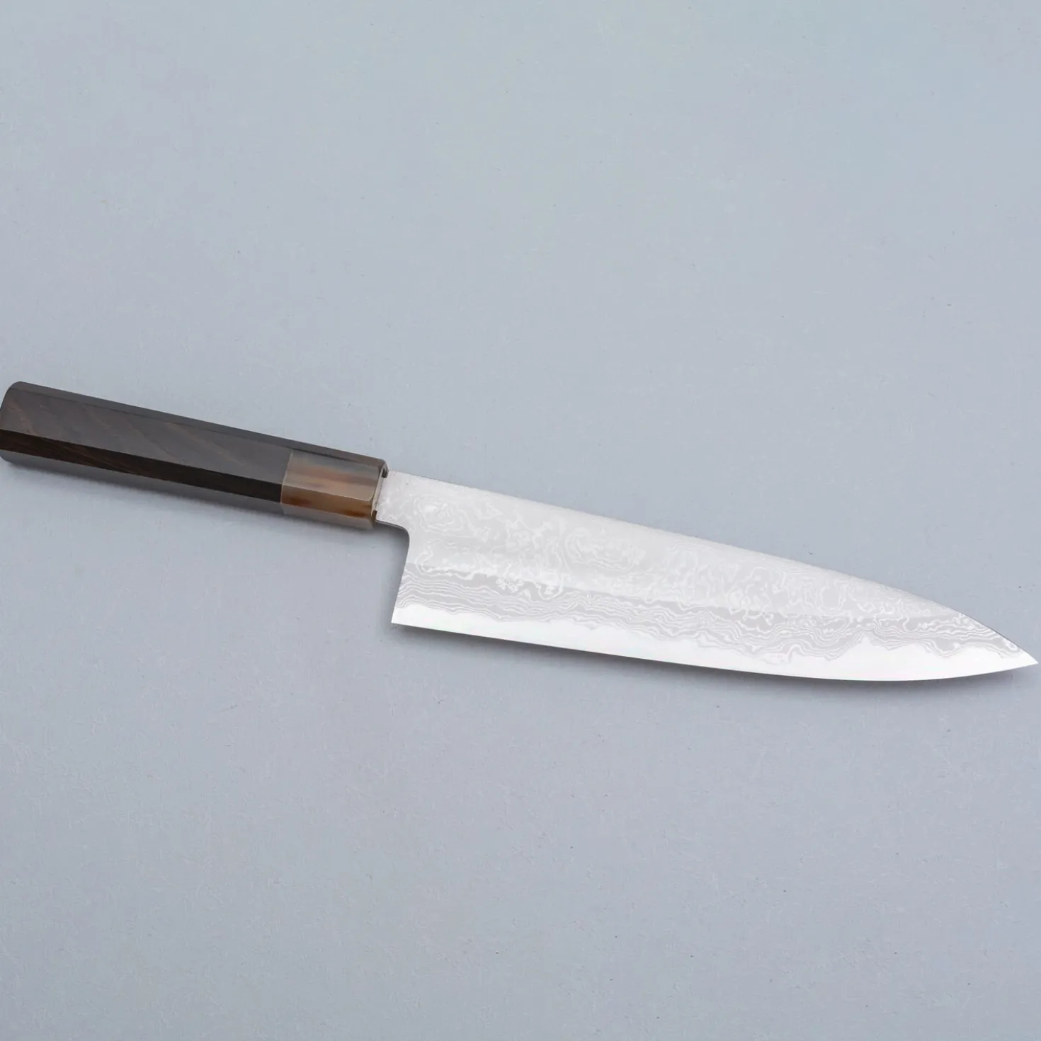 Yoshikazu Tanaka Shirogami #1 Damast Ebony Gyuto 21 cm