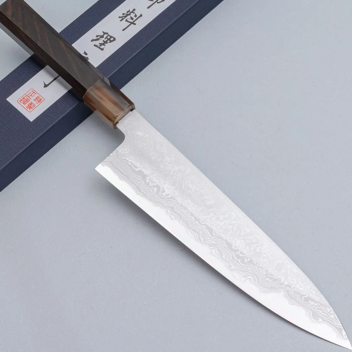 Yoshikazu Tanaka Shirogami #1 Damast Ebony Gyuto 21 cm