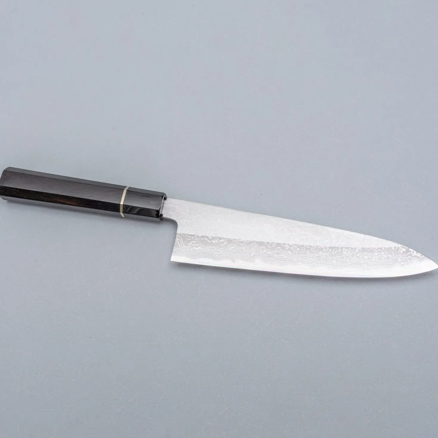 Yoshikazu Tanaka Shirogami #1 Damast Ebony Gyuto 21 cm