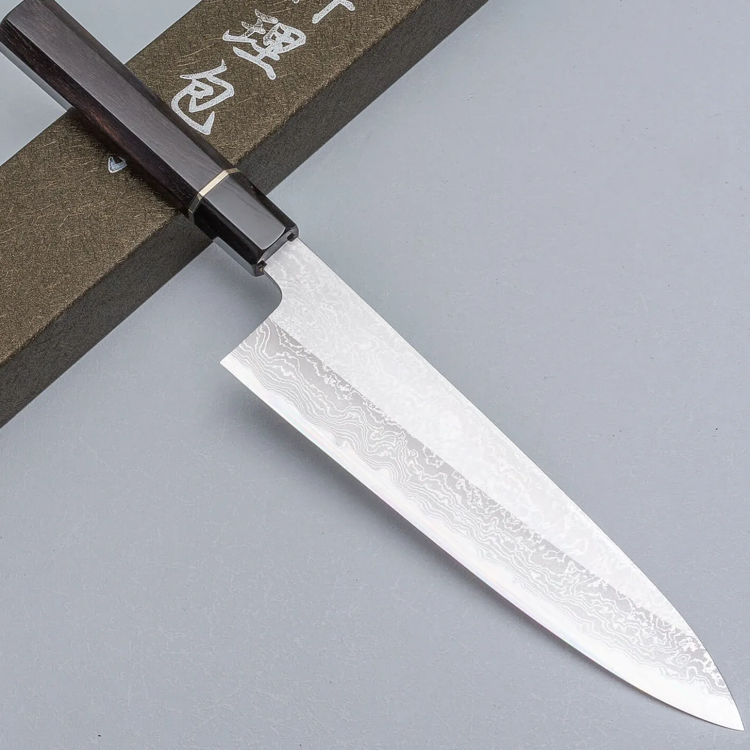 Yoshikazu Tanaka Shirogami #1 Damast Ebony Gyuto 21 cm