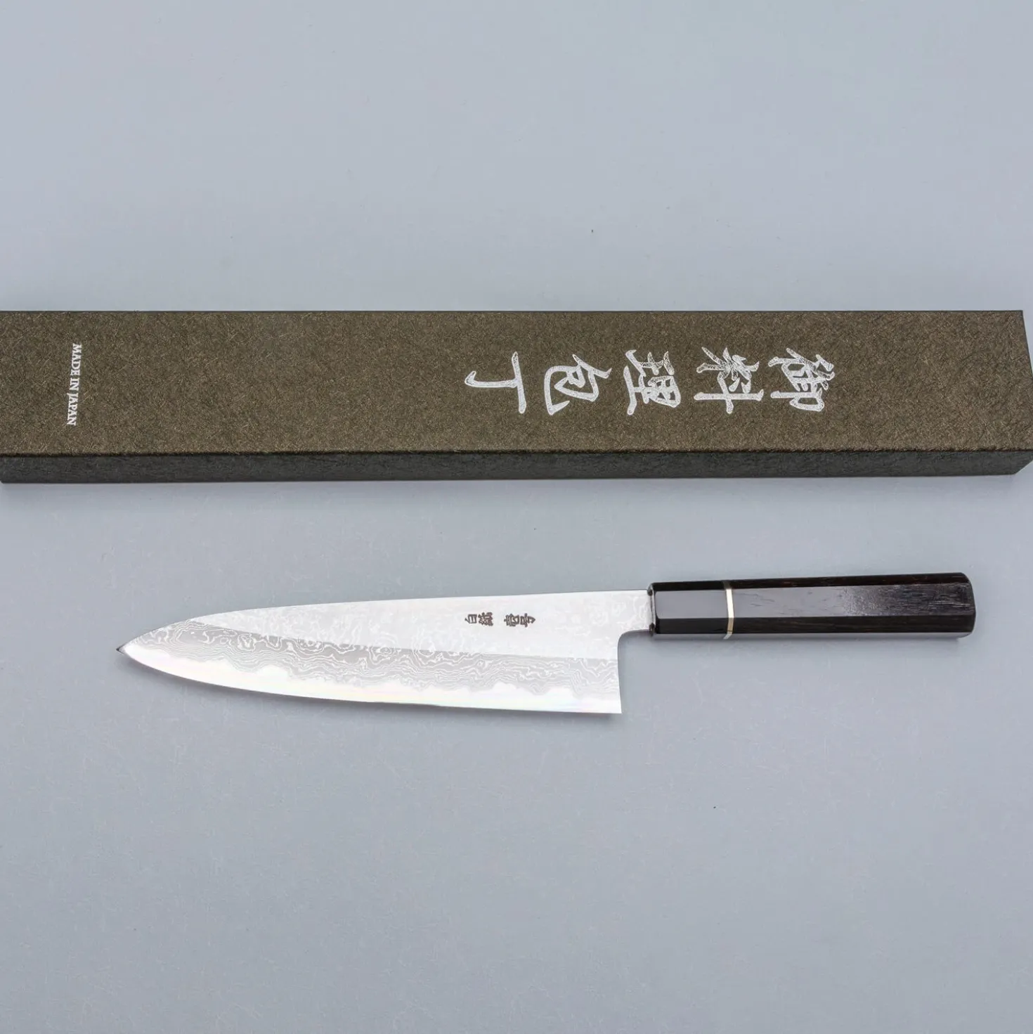 Yoshikazu Tanaka Shirogami #1 Damast Ebony Gyuto 21 cm