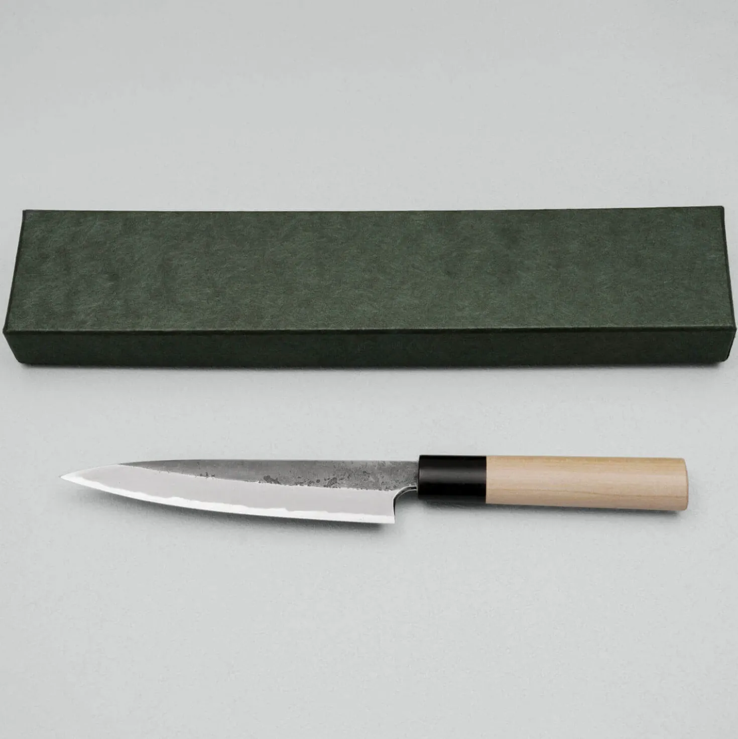 Yoshikazu Tanaka Shirogami #1 Kurouchi JNAT Finish Ho-Wood Petty 14 cm