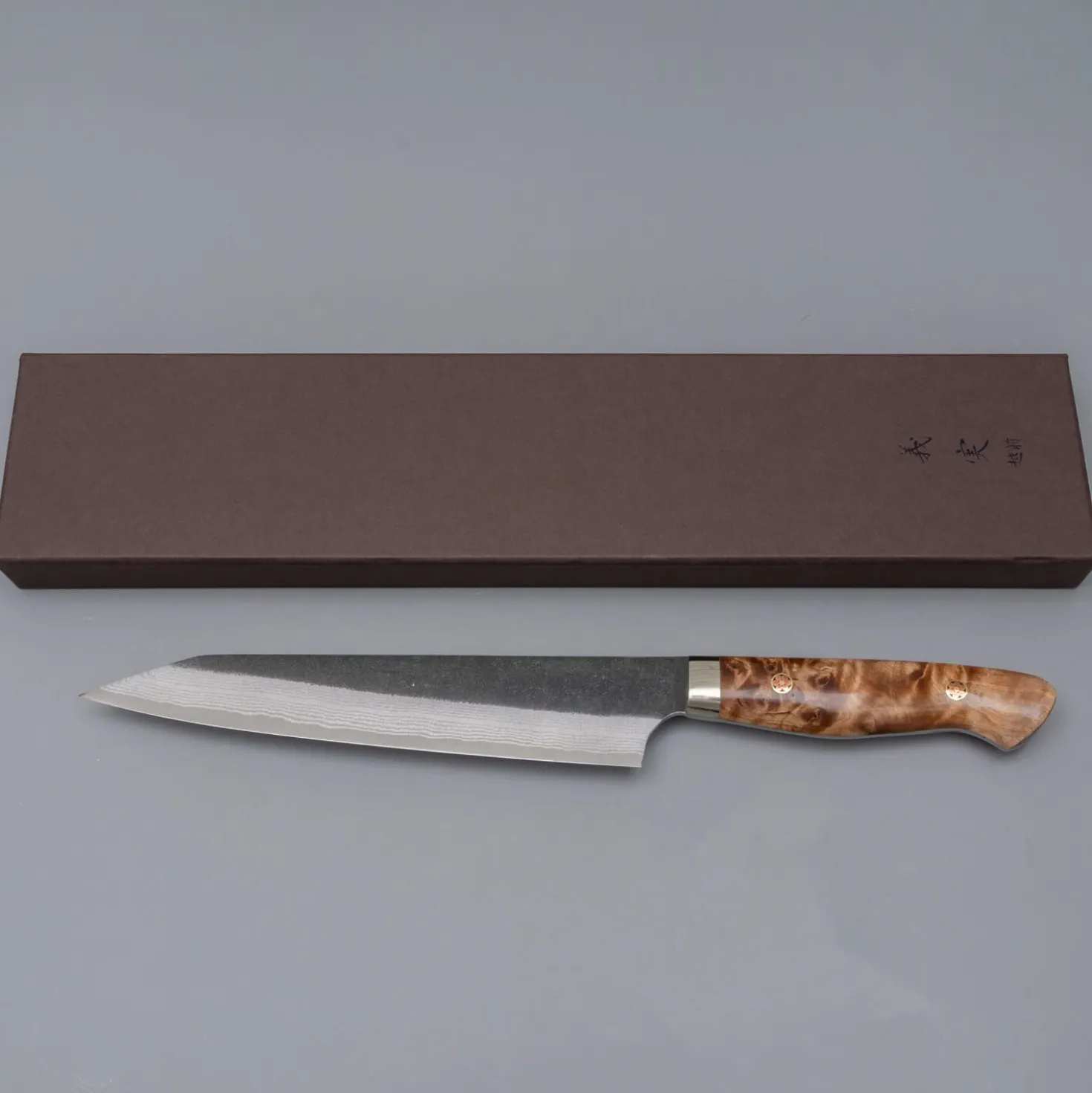 Yoshimi Kato Aogami Super Damast Kurouchi Maple Sujihiki 18 cm