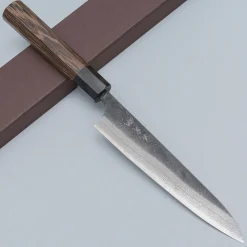 Yoshimi Kato Aogami Super Damast Iron Cladd Kurouchi Petty 15 cm