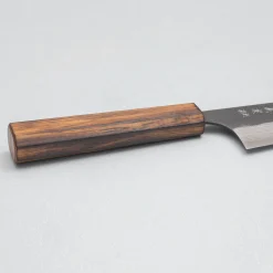 Yoshimi Kato Aogami Super Damast Iron Clad Kurouchi Oak Gyuto 21 cm