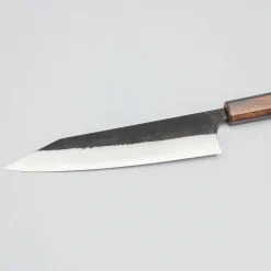 Yoshimi Kato Aogami Super Damast Iron Clad Kurouchi Oak Gyuto 21 cm