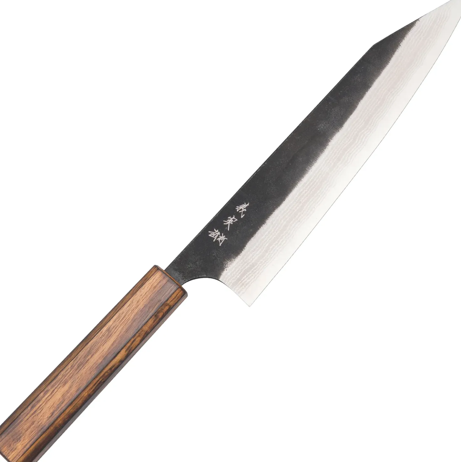 Yoshimi Kato Aogami Super Damast Iron Clad Kurouchi Oak Gyuto 21 cm