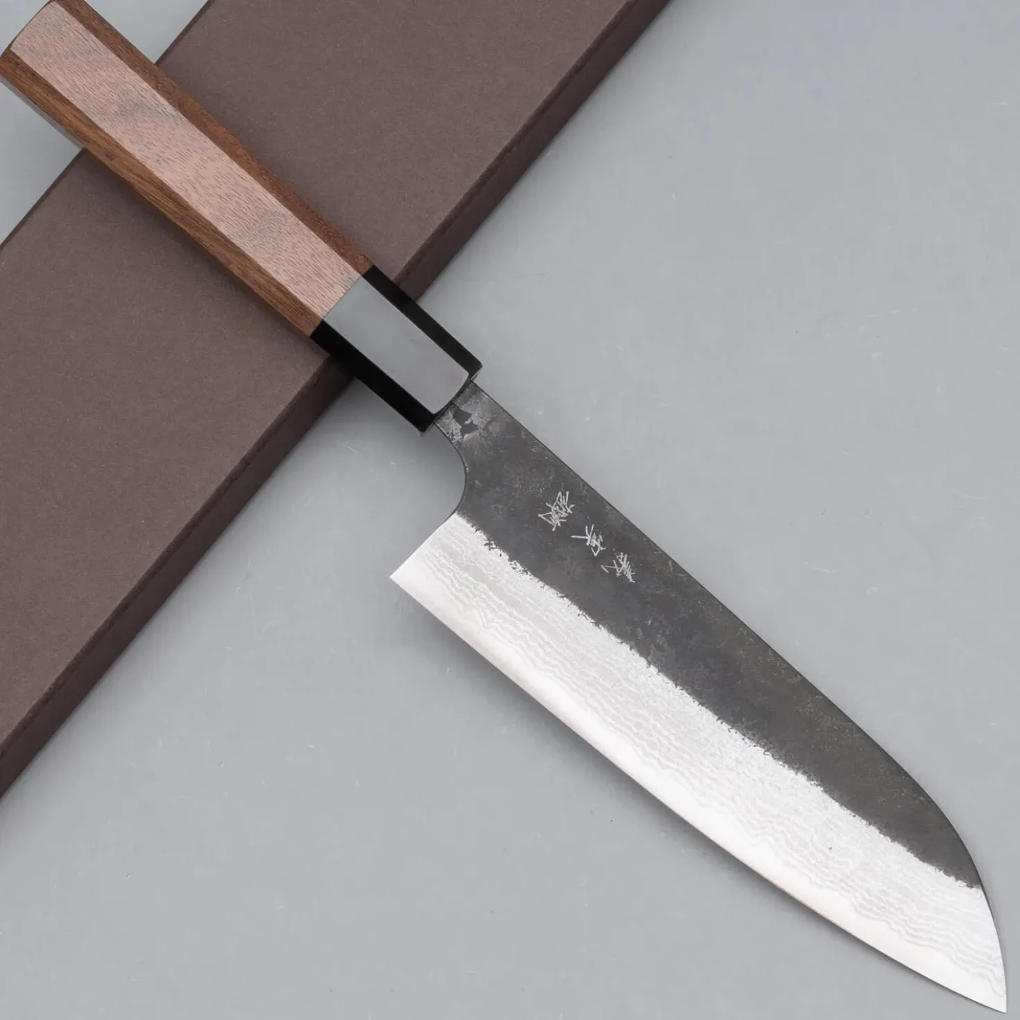 Yoshimi Kato Aogami Super Kurouchi Iron Walnut Santoku 18 cm