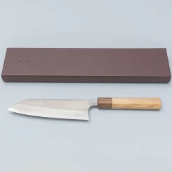 Yoshimi Kato Aogami Super Nashiji Oak Santoku 17 cm