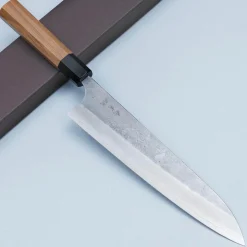 Yoshimi Kato Ginsan Nashiji Teak Gyuto 24 cm