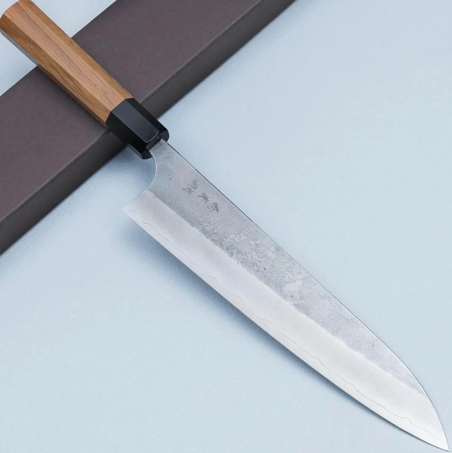 Yoshimi Kato Ginsan Nashiji Teak Gyuto 24 cm