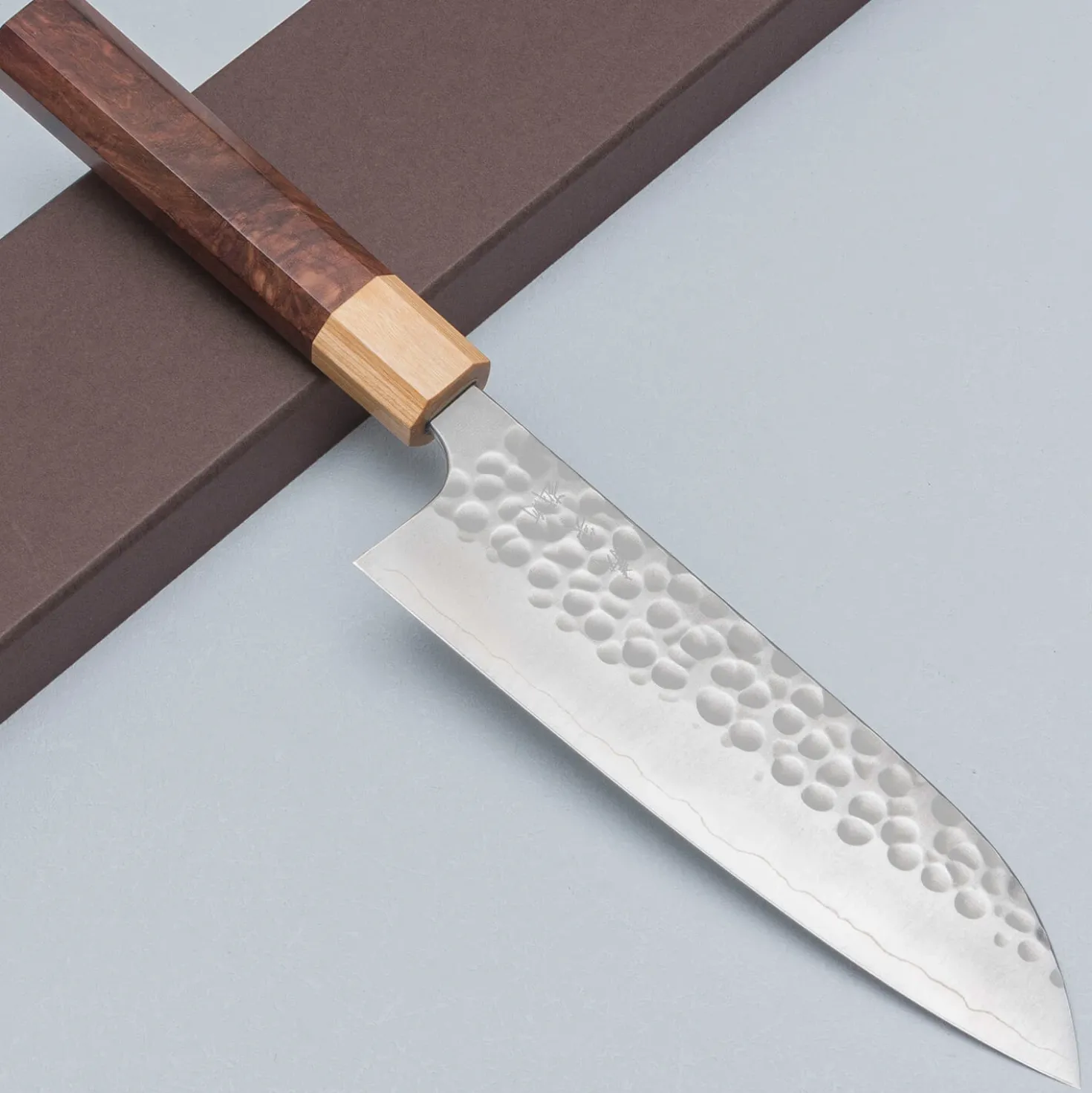 Yoshimi Kato Ginsan Tsuchime Santoku 17 cm