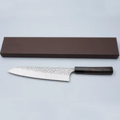 Yoshimi Kato Ginsan Tsuchime Walnut Gyuto 24 cm