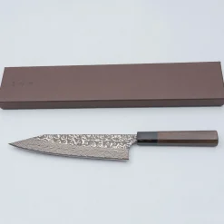 Yoshimi Kato SG2 Damast Walnut Kiritsuke 21 cm