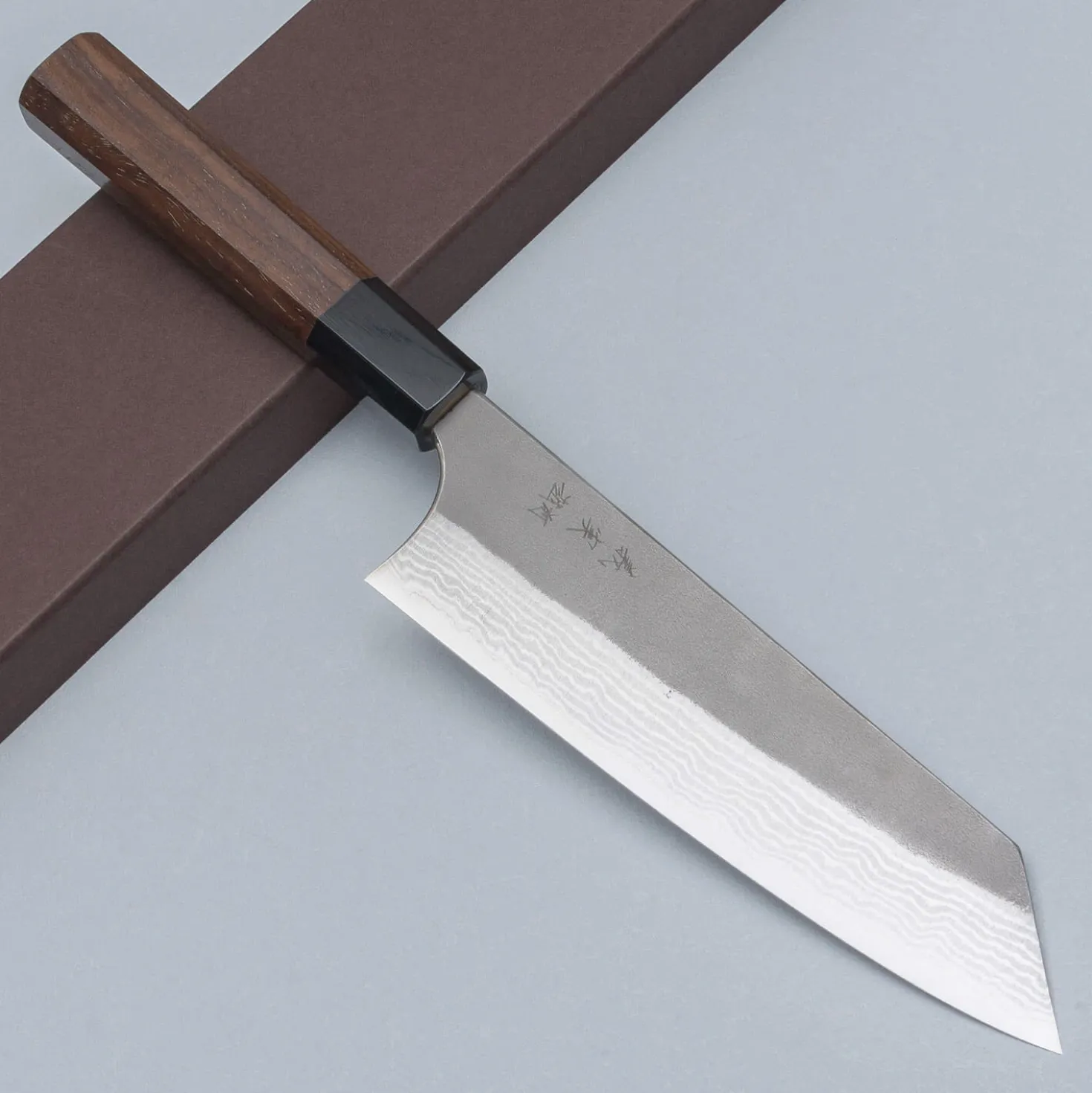 Yoshimi Kato VG10 Nashiji Damast Walnut Bunka 17.5 cm