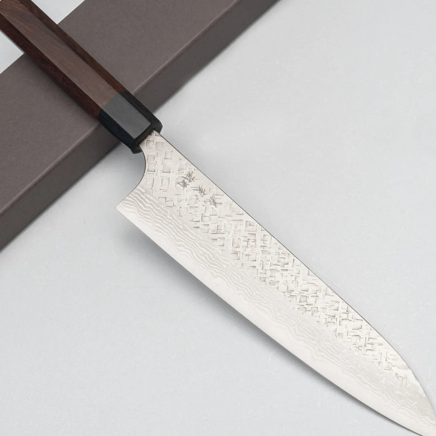 Yoshimi Kato VG10 Tsuchime Damast Rosewood Gyuto 21 cm