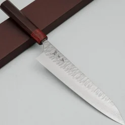 Yoshimi Kato VGXEOS Kasuri Tsuchime Damast Rosewood Gyuto 21 cm