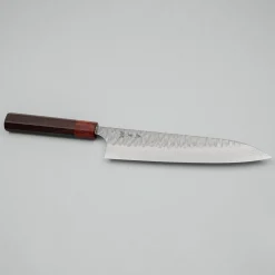 Yoshimi Kato VGXEOS Kasuri Tsuchime Damast Rosewood Gyuto 21 cm