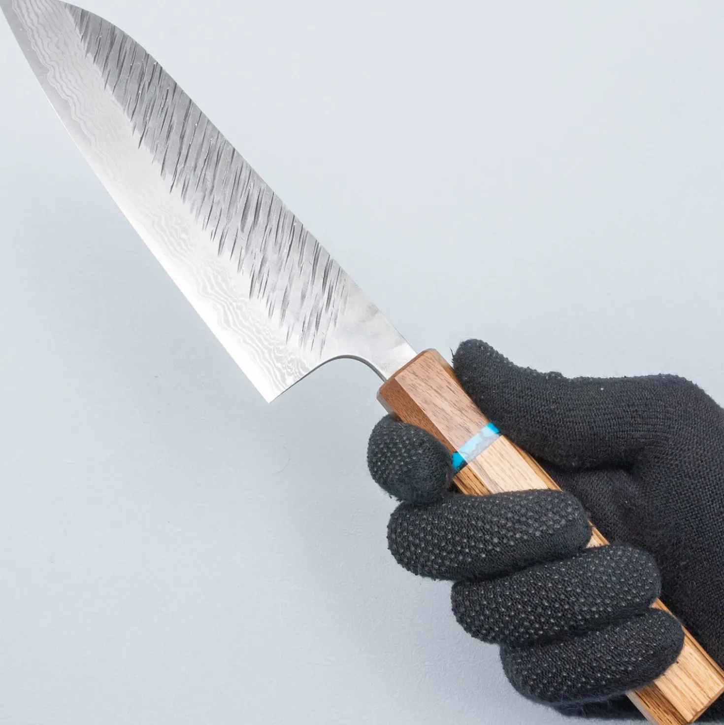 Yu Kurosaki Fujin VG10 Oak Turquoise Walnut Santoku 16.5 cm