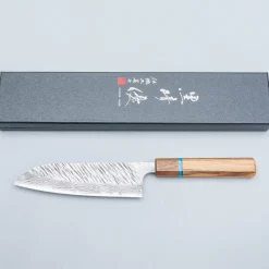Yu Kurosaki Fujin VG10 Oak Turquoise Walnut Santoku 16.5 cm